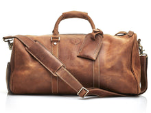 Load image into Gallery viewer, DELUXE TAN LEATHER SPORTS DUFFEL BAG
